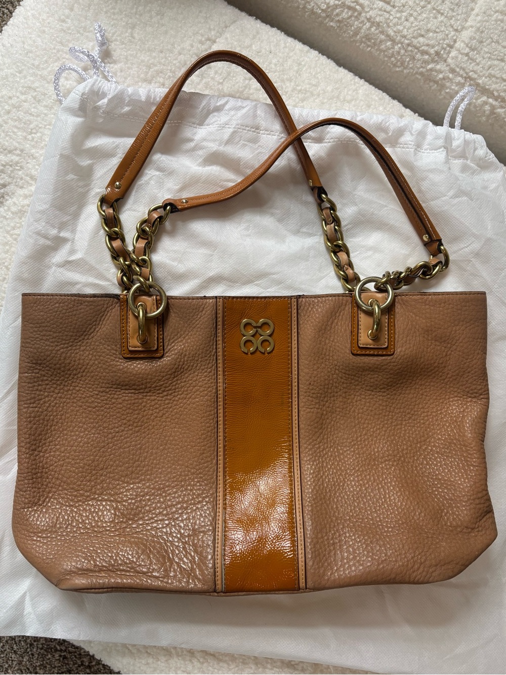 Vintage Coach Colette Leather Shoulder Chain-Handle Tote